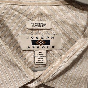 Joseph Abboud No Wrinkles Classic Fit 18 34/35 Egyptian Cotton Dress Shirt EUC